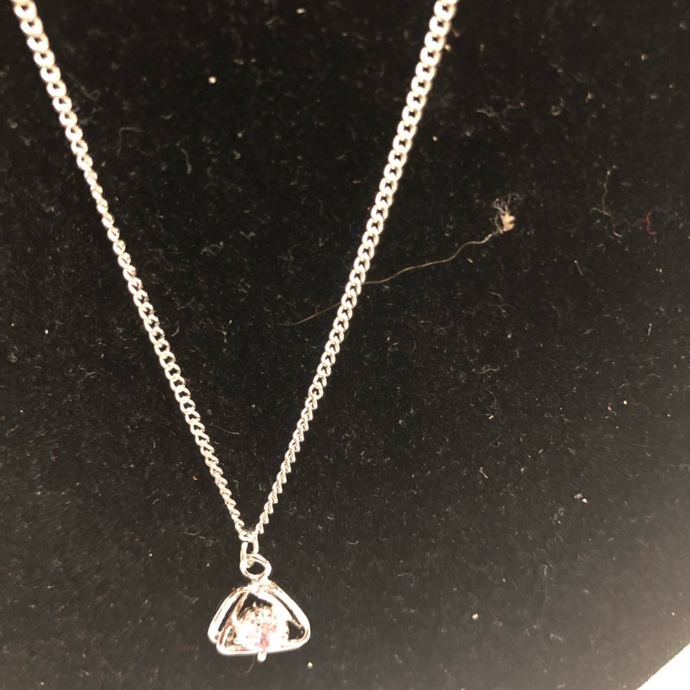 Triangle charm paparazzi necklace light pink stone